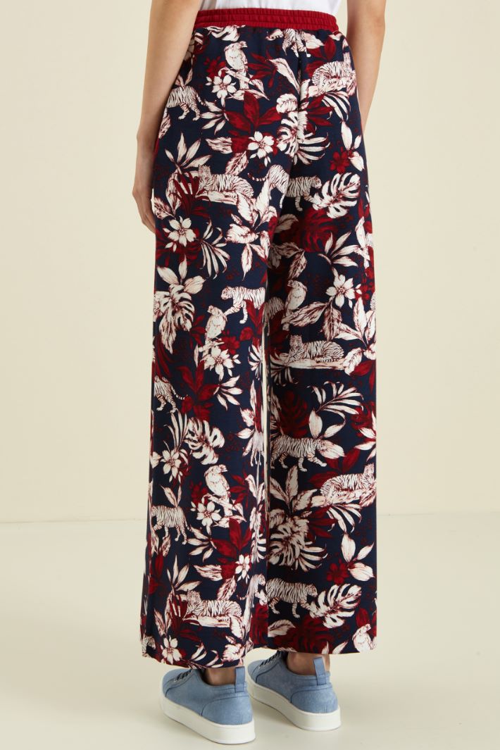 Pantaloni svasati in jersey  - BLU SCURO BORDEAUX - Fashion Market - 4