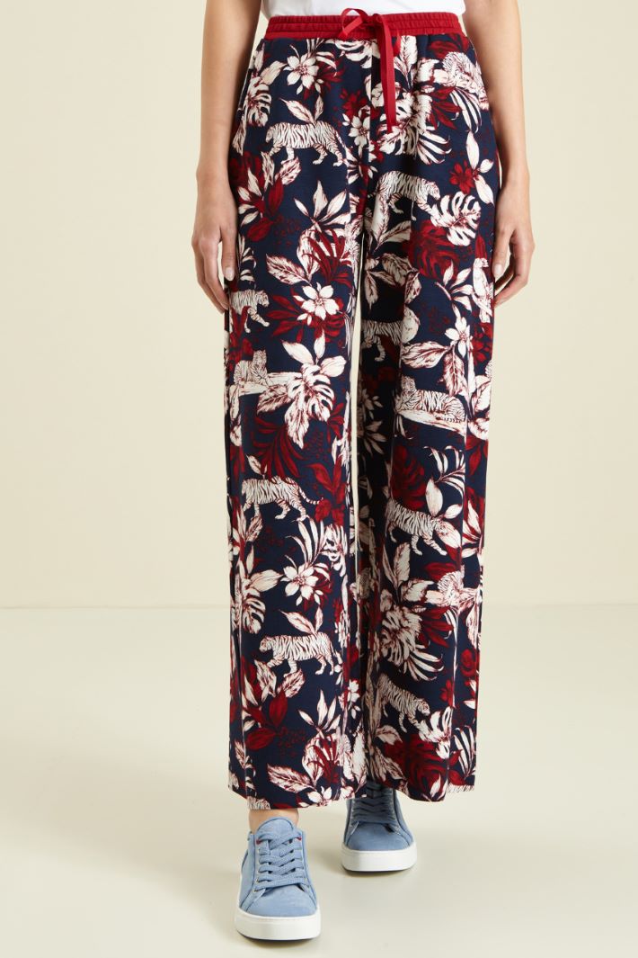 Pantaloni svasati in jersey  - BLU SCURO BORDEAUX - Fashion Market - 2