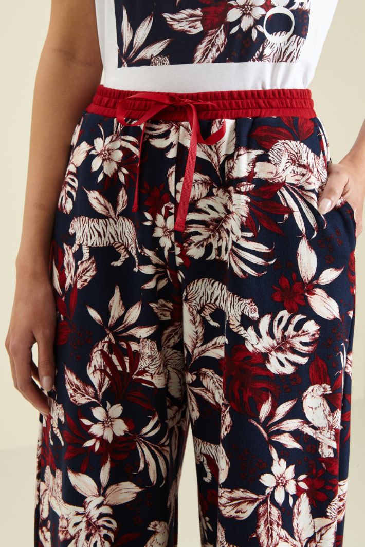 Pantaloni svasati in jersey  - BLU SCURO BORDEAUX - Fashion Market - 3