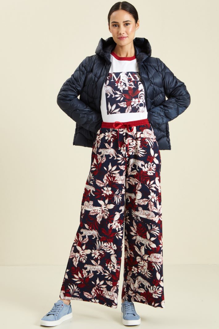 Pantaloni svasati in jersey  - BLU SCURO BORDEAUX - Fashion Market