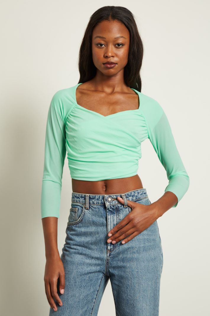 Crop top con scollo incrociato Fashion Market - 2