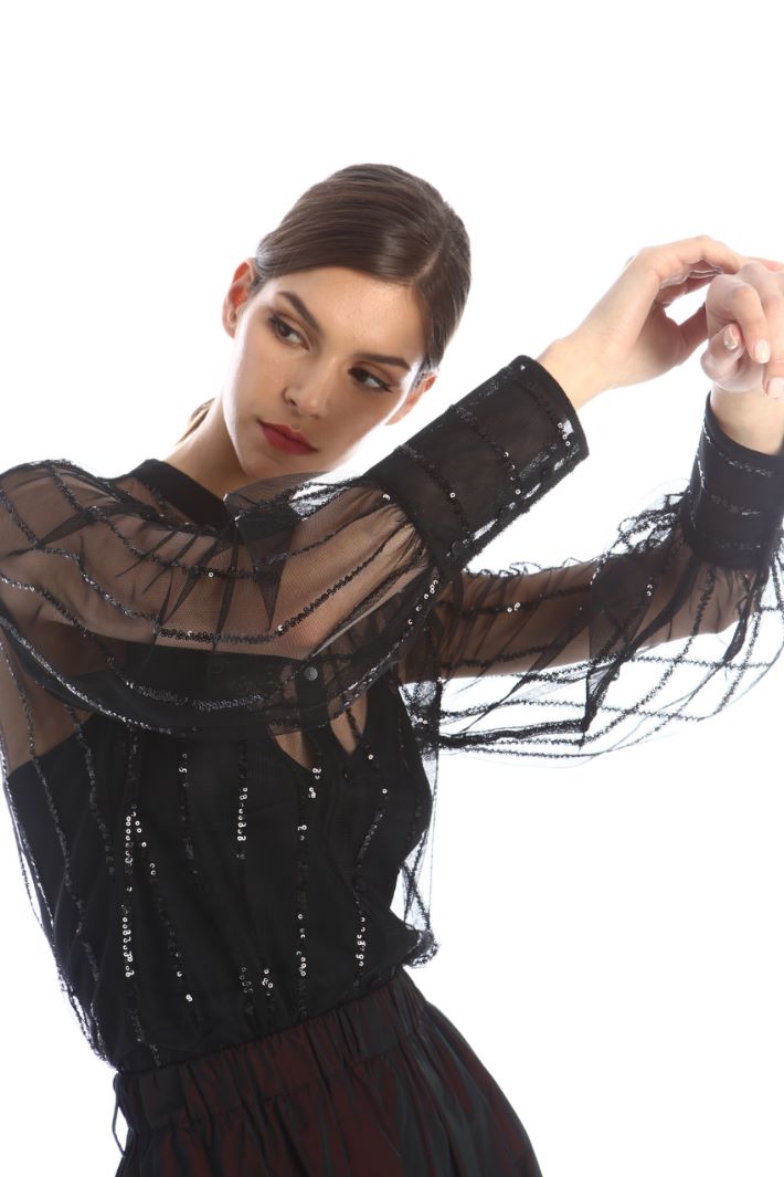 Blusa trasparente in tulle Fashion Market - 3