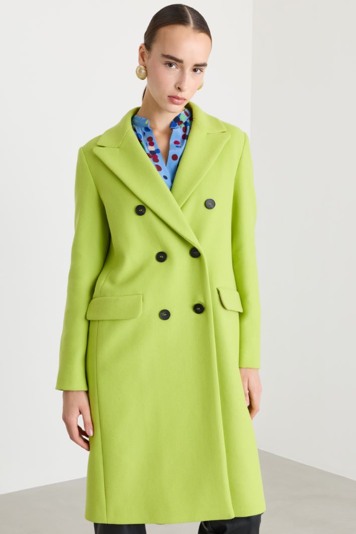Cappotto doppiopetto in lana - VERDE - Fashion Market - 2