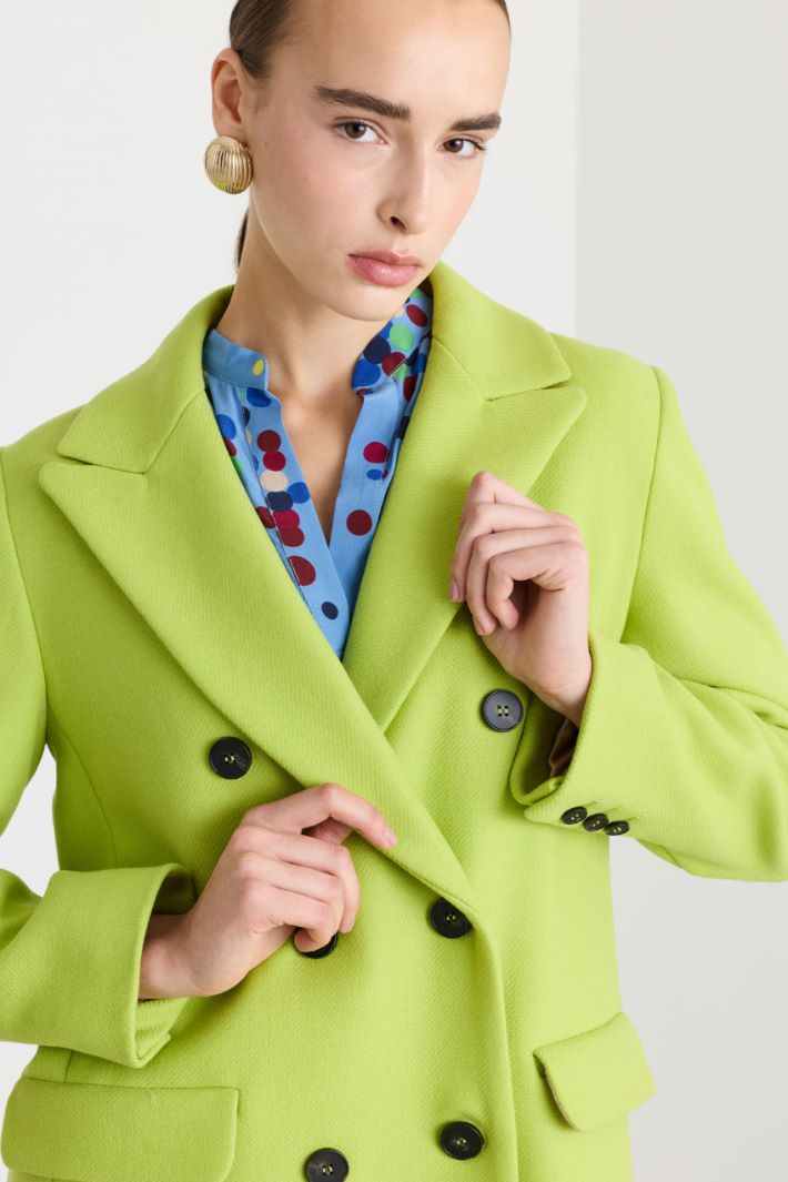 Cappotto doppiopetto in lana - VERDE - Fashion Market - 3