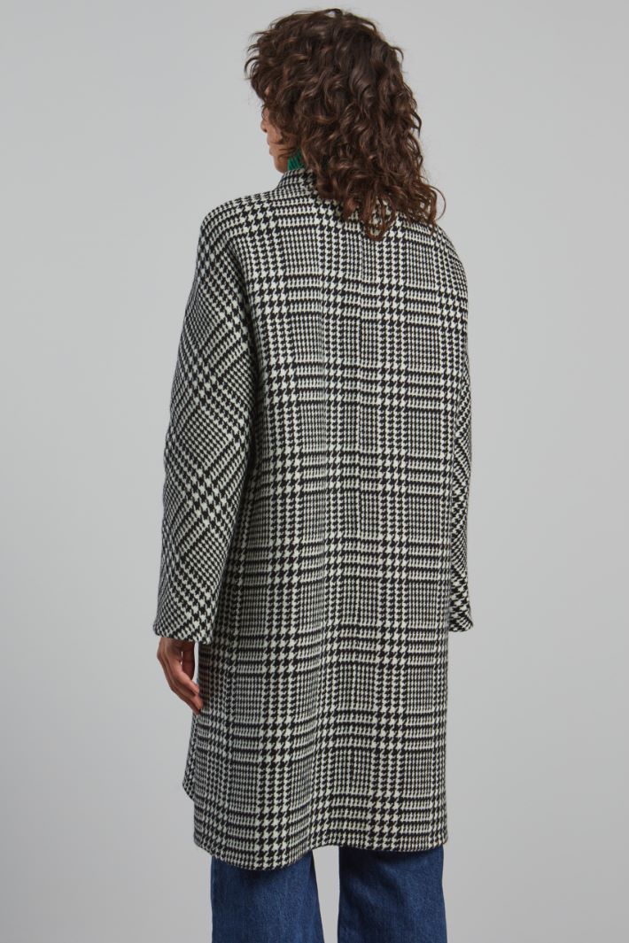 Cappotto in lana jacquard - NERO BIANCO VERDE - Fashion Market - 4