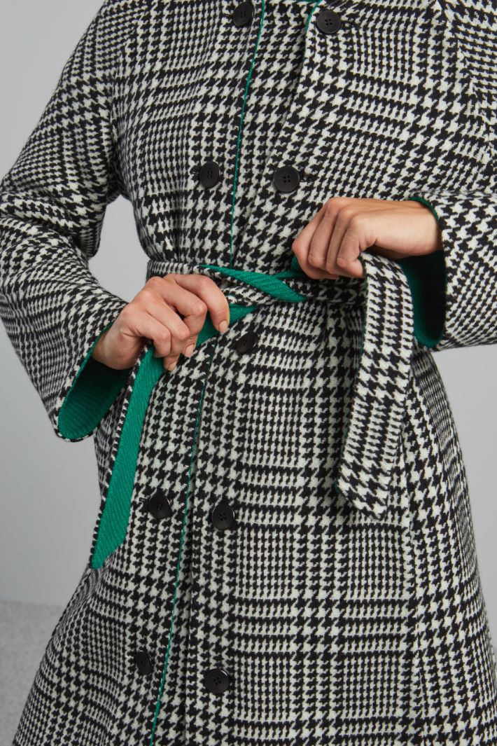 Cappotto in lana jacquard - NERO BIANCO VERDE - Fashion Market - 3