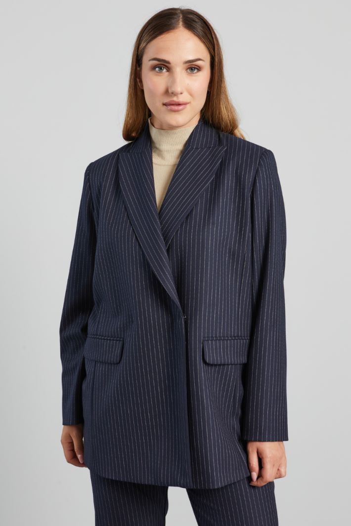 Blazer con bottoni automatici - BLU NOTTE BIANCO - Fashion Market - 2