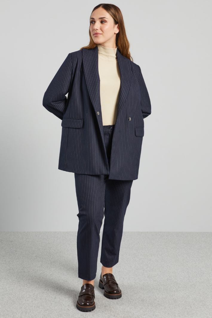 Blazer con bottoni automatici - BLU NOTTE BIANCO - Fashion Market
