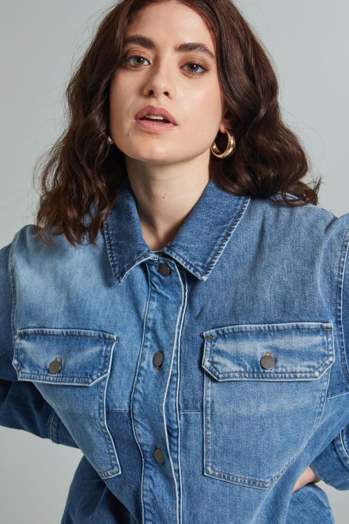 Giacca con maxi taschini - AZZURRO DENIM - Fashion Market - 3
