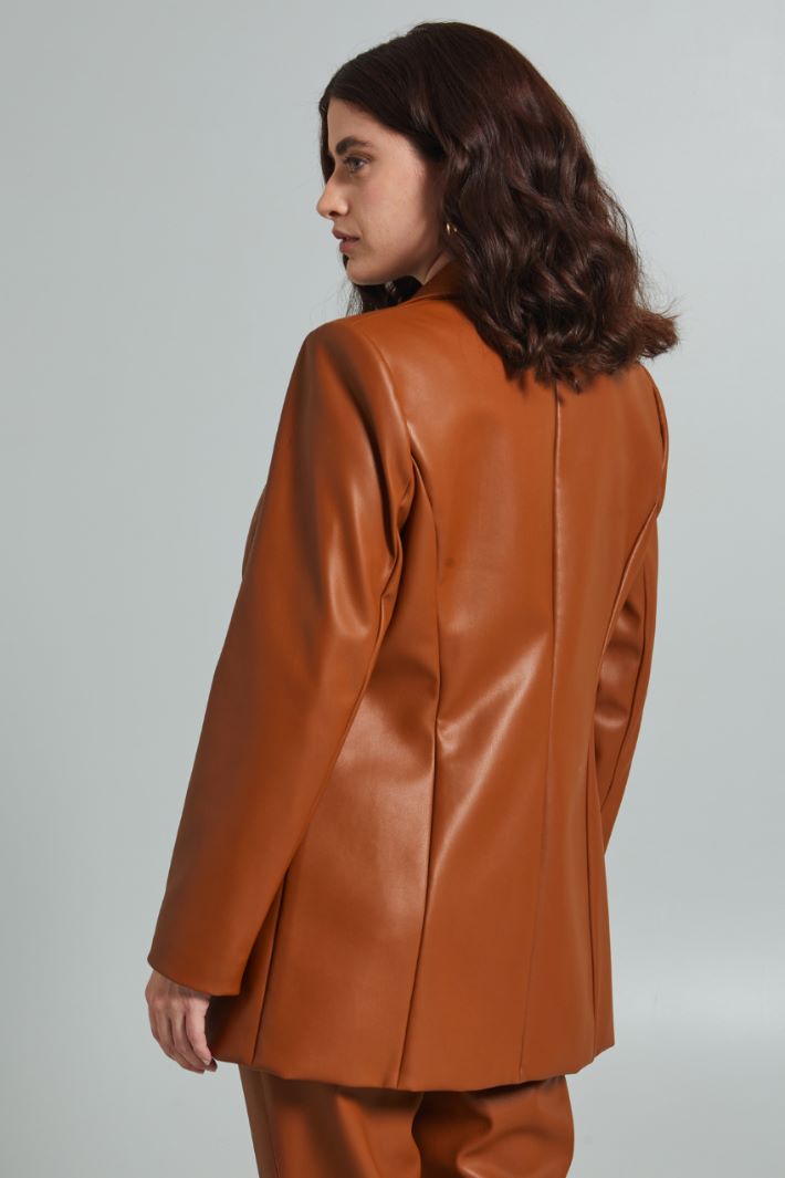 Blazer in similpelle - CARAMELLO - Fashion Market - 4