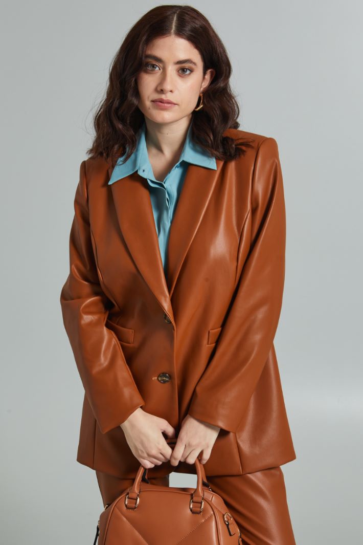 Blazer in similpelle - CARAMELLO - Fashion Market - 2