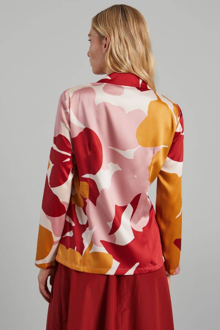 Blazer in twill stampato - ROSSO ROSA OCRA - Fashion Market - 4