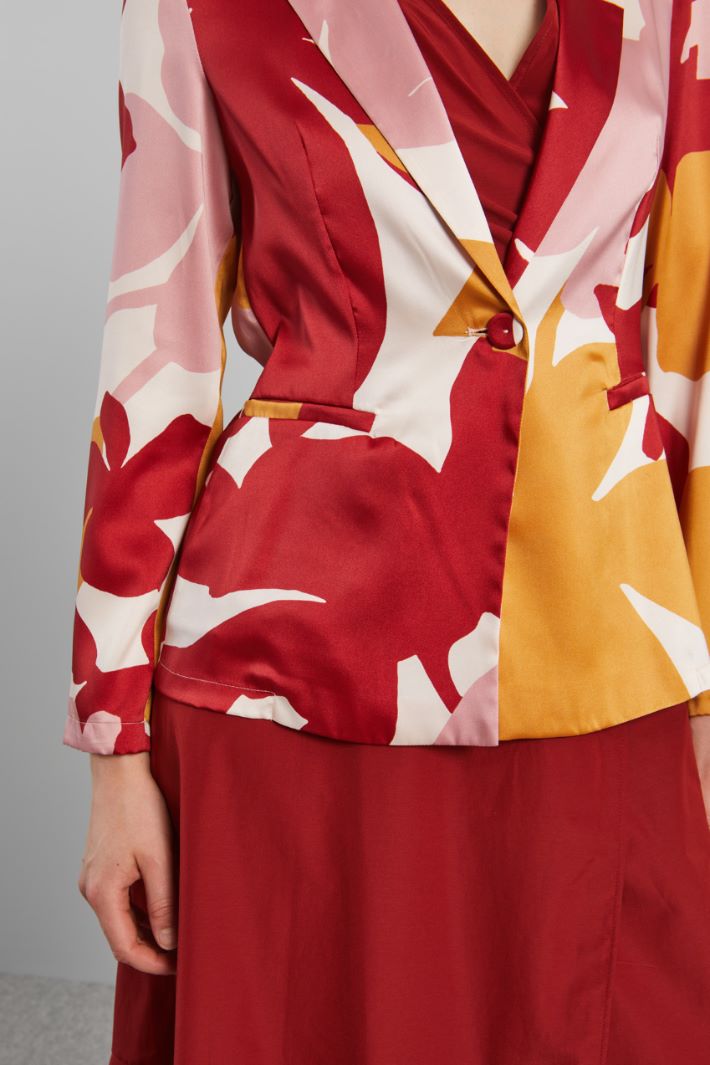 Blazer in twill stampato - ROSSO ROSA OCRA - Fashion Market - 3