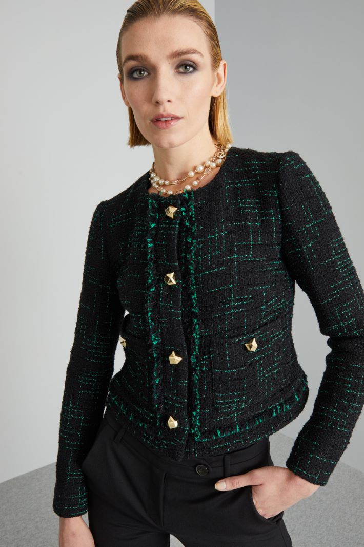 Giacca con bottoni sfaccettati - NERO VERDE ORO - Fashion Market - 3