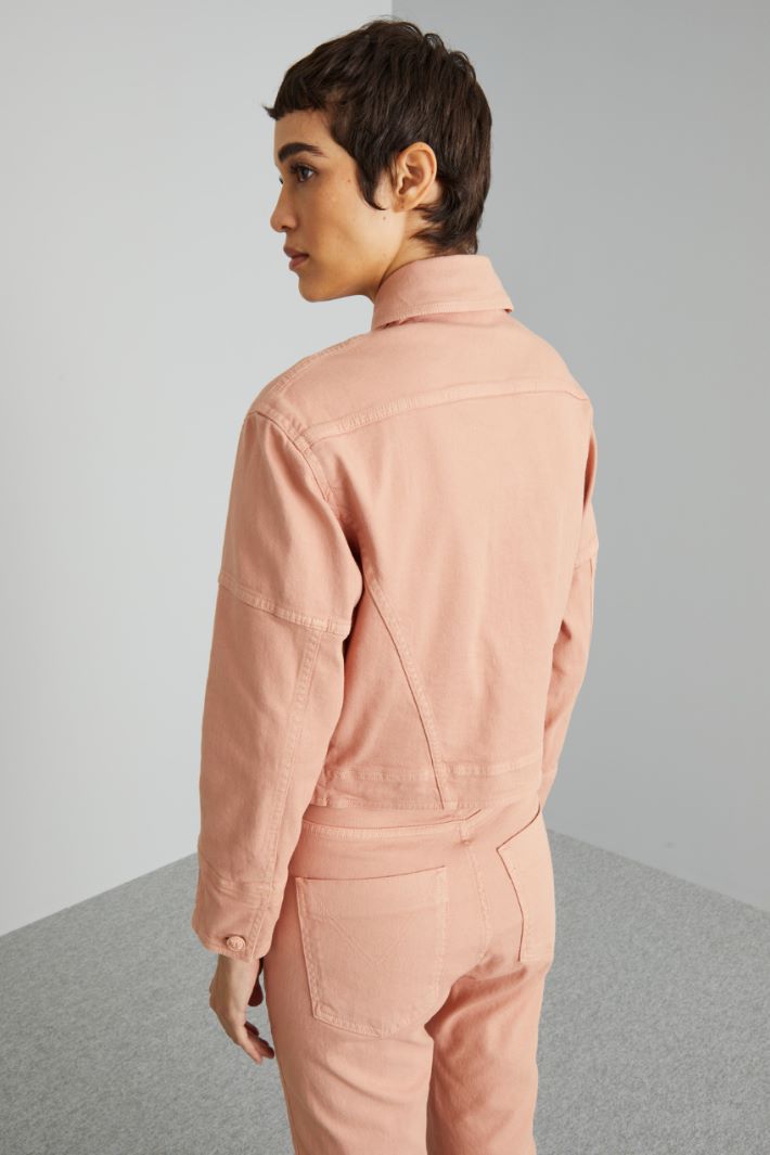 Giacca cropped in bull di cotone - ROSA PALLIDO - Fashion Market - 4