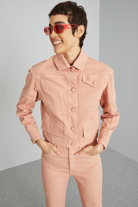 Giacca cropped in bull di cotone - Fashion Market