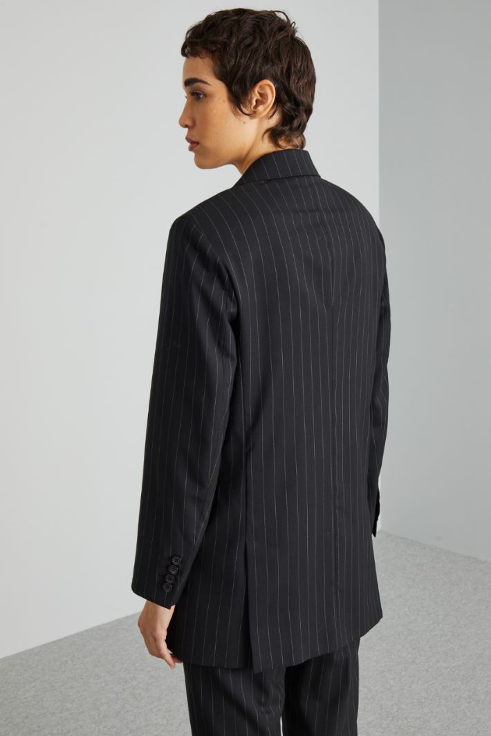 Blazer in lana gessata - NERO - Fashion Market - 4