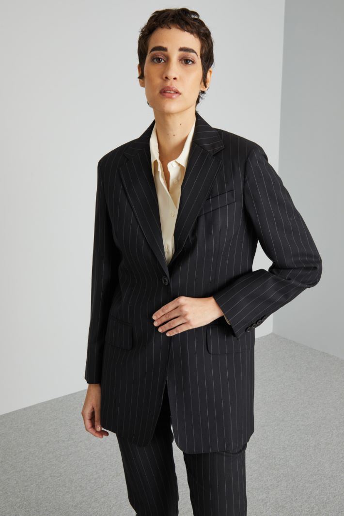 Blazer in lana gessata - NERO - Fashion Market - 2