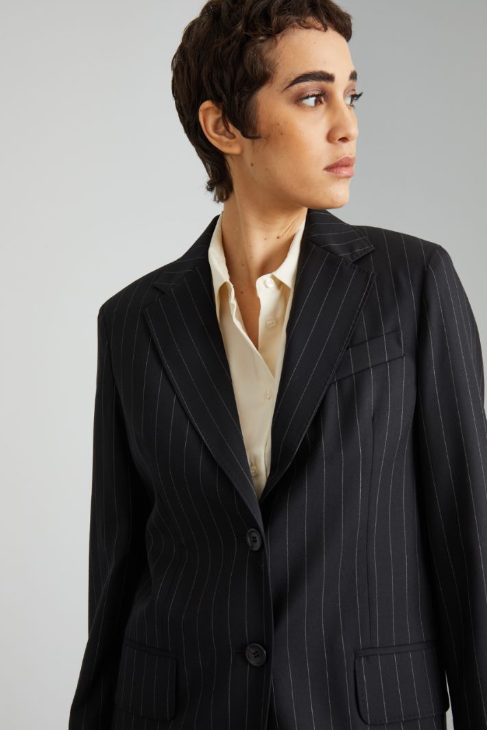 Blazer in lana gessata - NERO - Fashion Market - 3