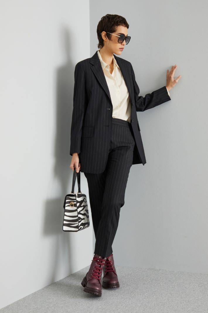 Blazer in lana gessata - NERO - Fashion Market