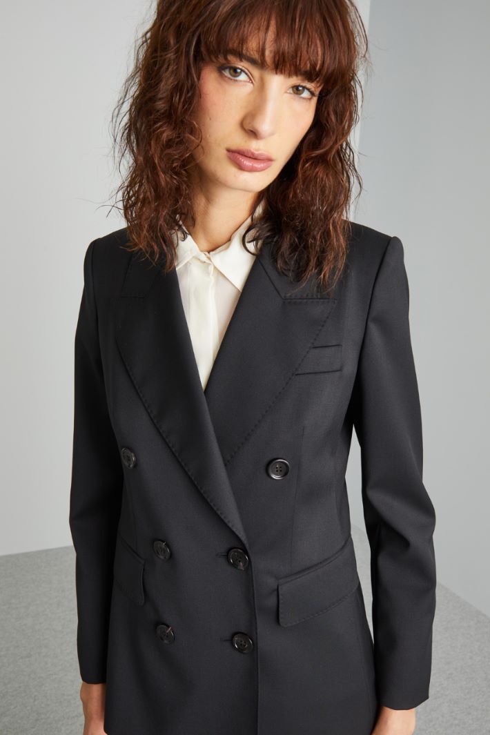 Blazer doppiopetto in lana - NERO - Fashion Market - 3