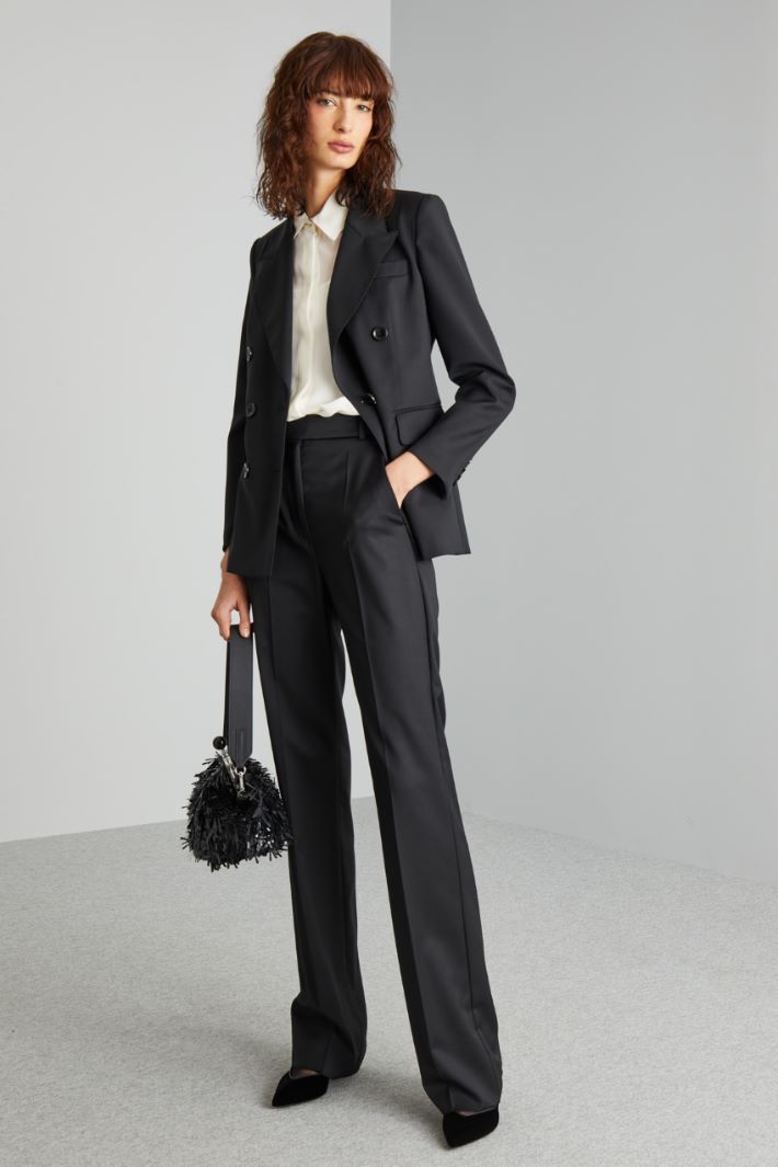 Blazer doppiopetto in lana - NERO - Fashion Market