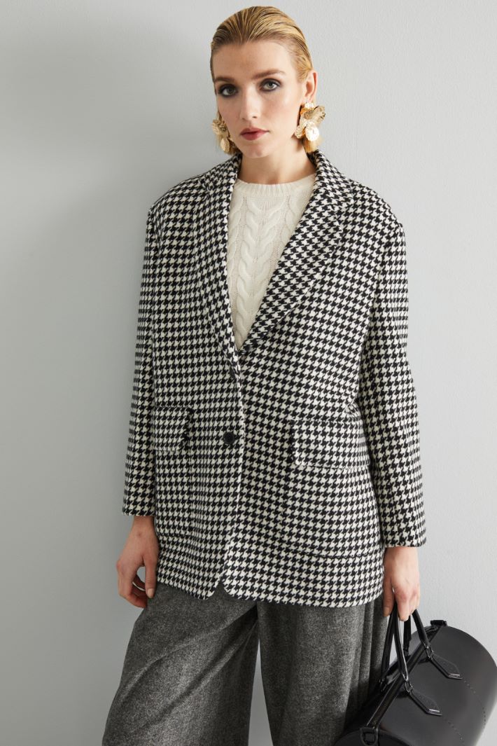 Cappotto corto in pura lana - NERO BIANCO - Fashion Market - 2