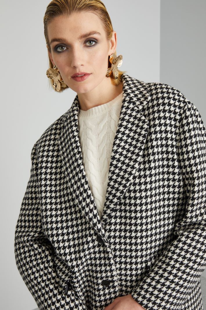 Cappotto corto in pura lana - NERO BIANCO - Fashion Market - 3
