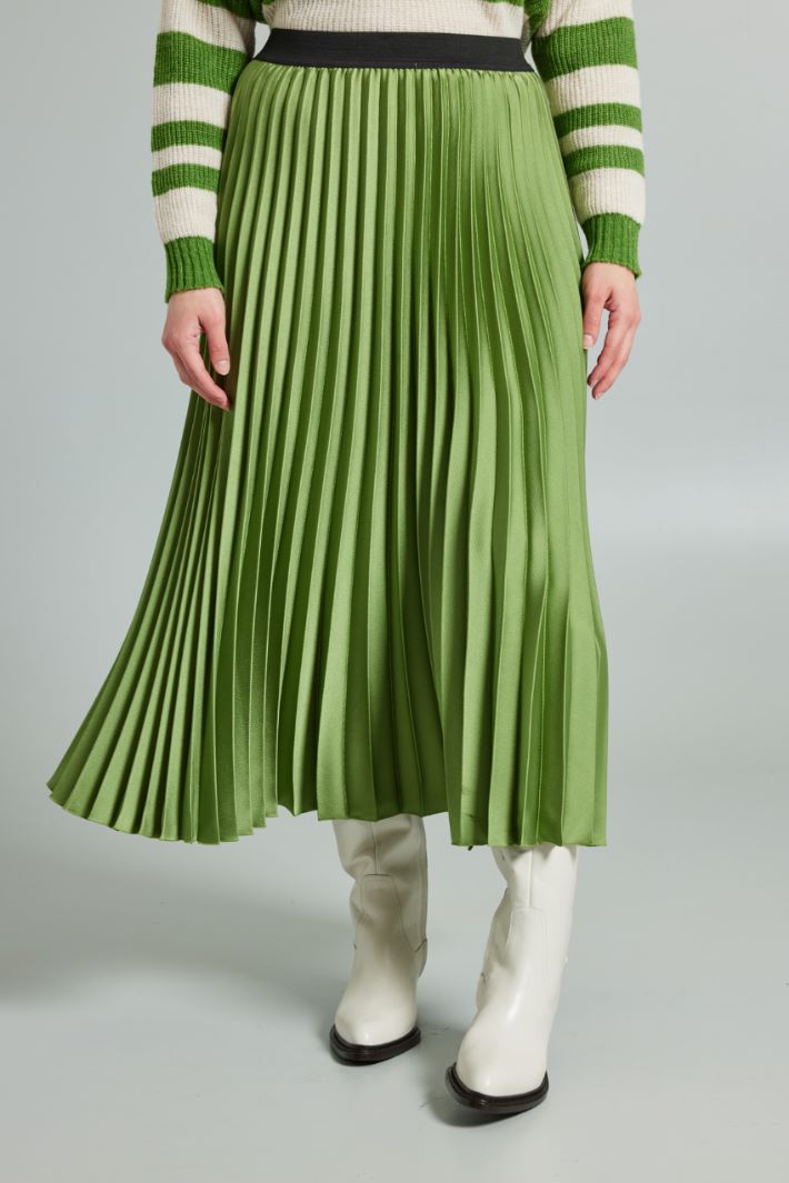 Gonna in raso plissé - VERDE PISTACCHIO - Fashion Market - 2