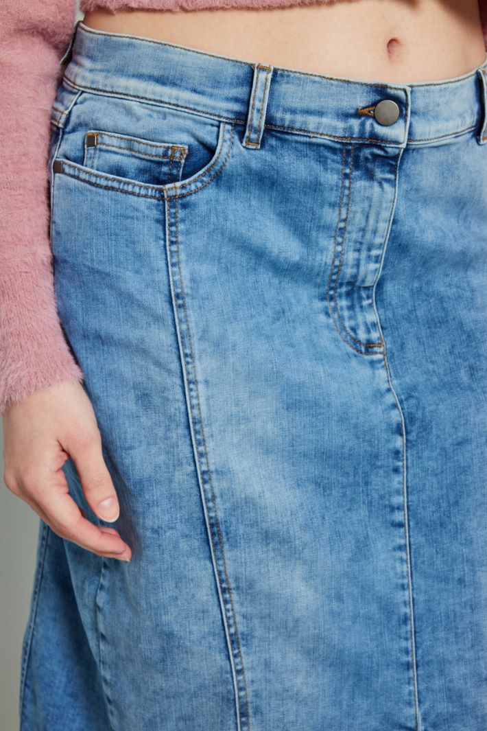 Gonna in denim con spacco - AZZURRO DENIM - Fashion Market - 3