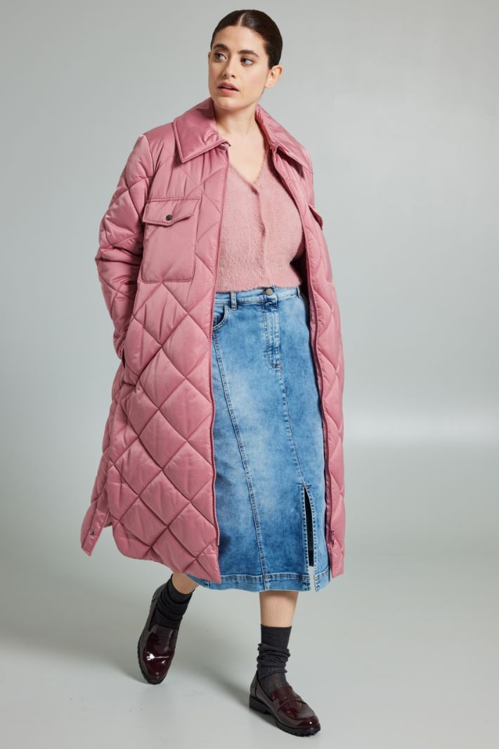Gonna in denim con spacco - AZZURRO DENIM - Fashion Market