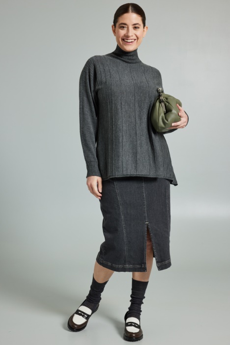 Gonna in denim con spacco - Fashion Market