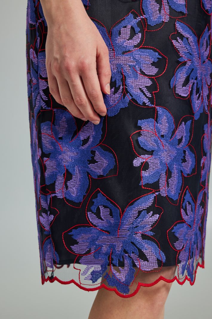 Gonna in tulle ricamato - VIOLA ROSSO NERO - Fashion Market - 3