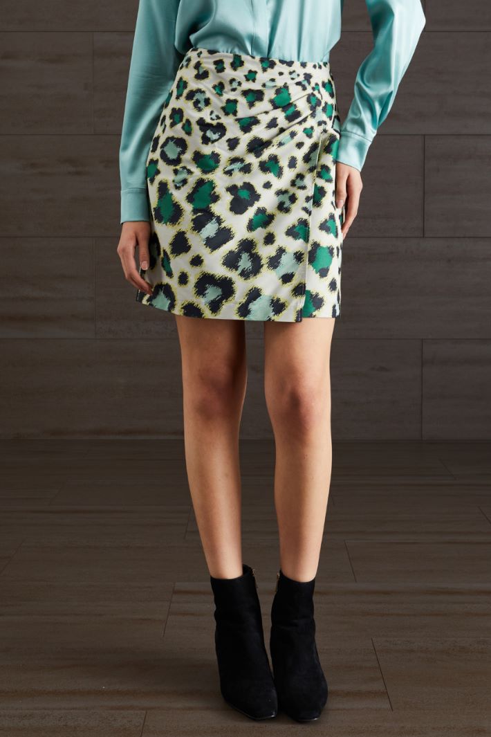 Gonna corta animalier - VERDE BEIGE - Fashion Market - 2