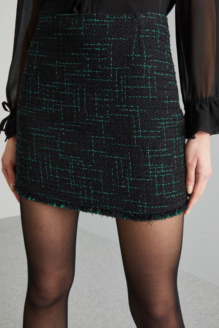 Minigonna in tweed - NERO VERDE - Fashion Market - 3