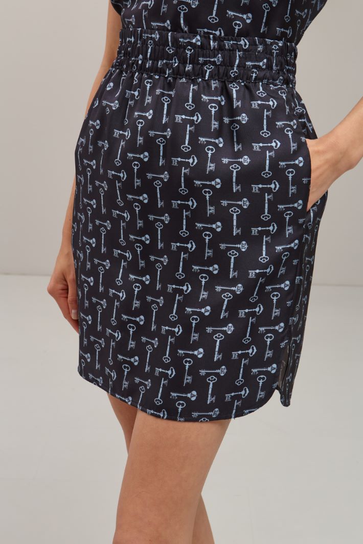 Gonna in twill di seta - BLU ACCIAIO AVIO - Fashion Market - 3