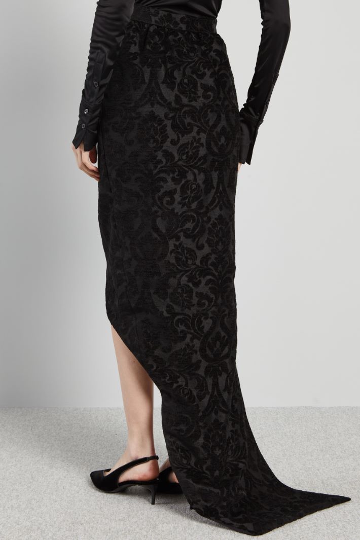 Gonna jacquard con strascico - NERO - Fashion Market - 4