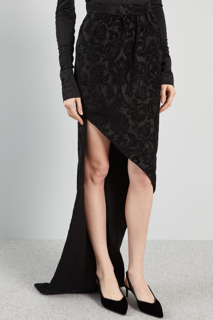 Gonna jacquard con strascico - NERO - Fashion Market - 2