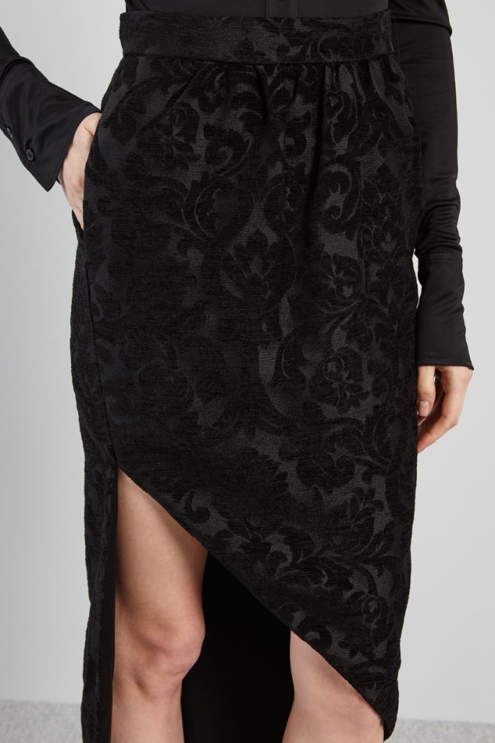 Gonna jacquard con strascico - NERO - Fashion Market - 3