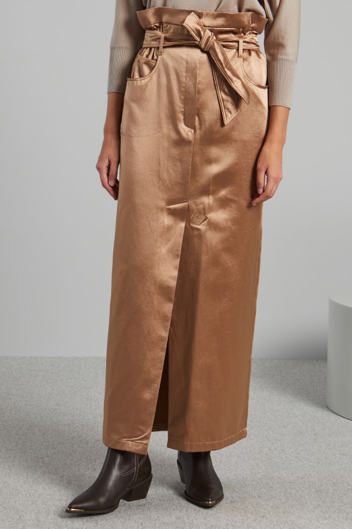 Gonna lunga a vita alta - CAMMELLO - Fashion Market - 2