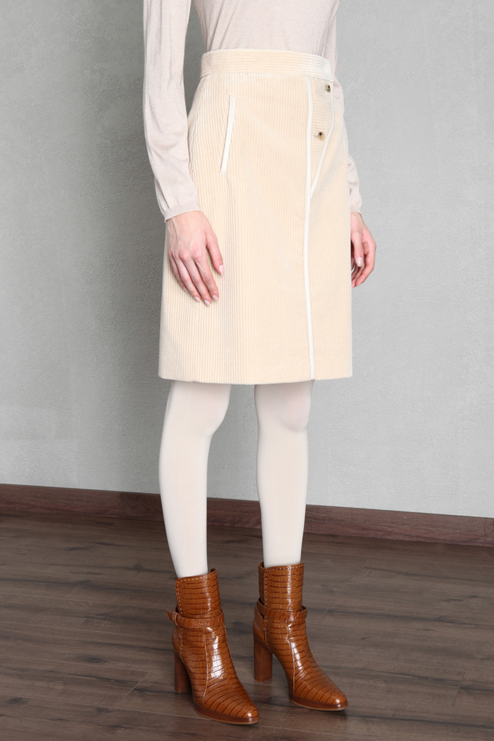 Gonna in velluto di cotone - SABBIA - Fashion Market - 4
