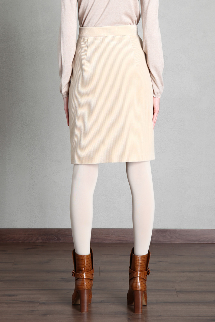 Gonna in velluto di cotone - SABBIA - Fashion Market - 3