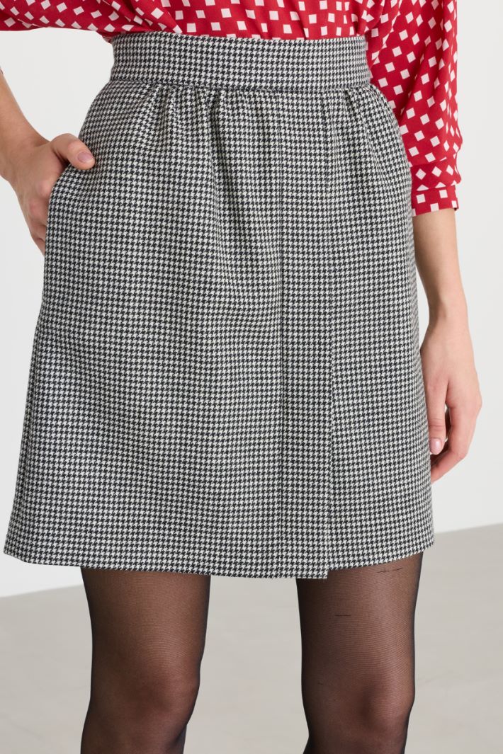 Gonna corta in lana disegnata - NERO BIANCO - Fashion Market - 3