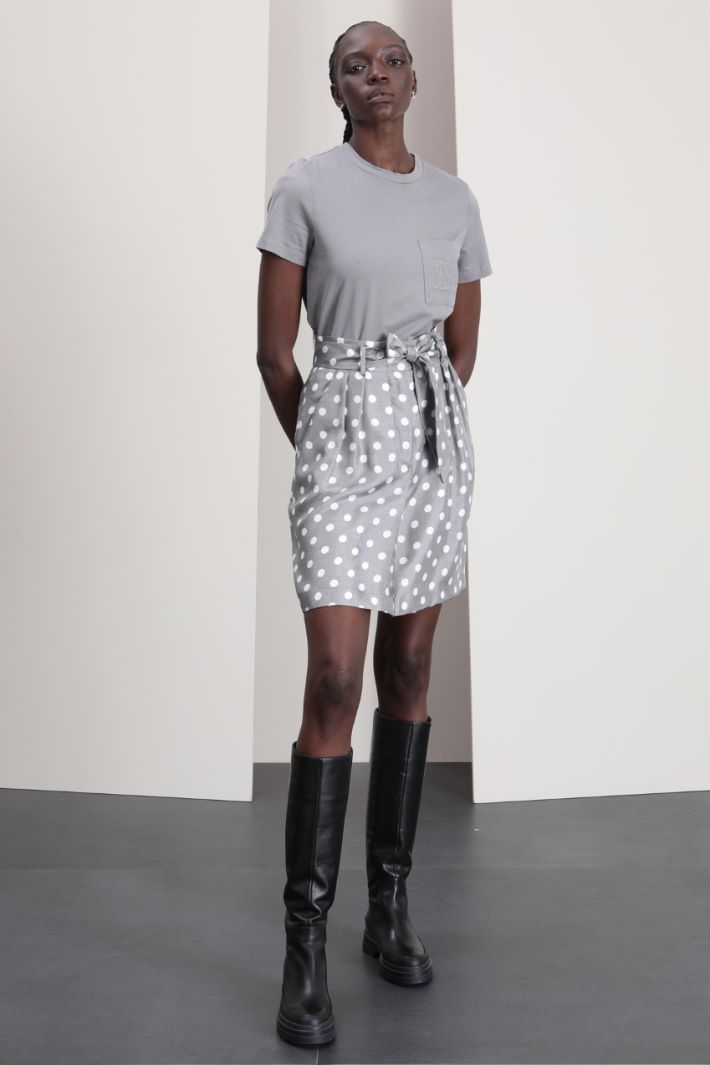 Gonna in twill di pura seta - GRIGIO BIANCO - Fashion Market