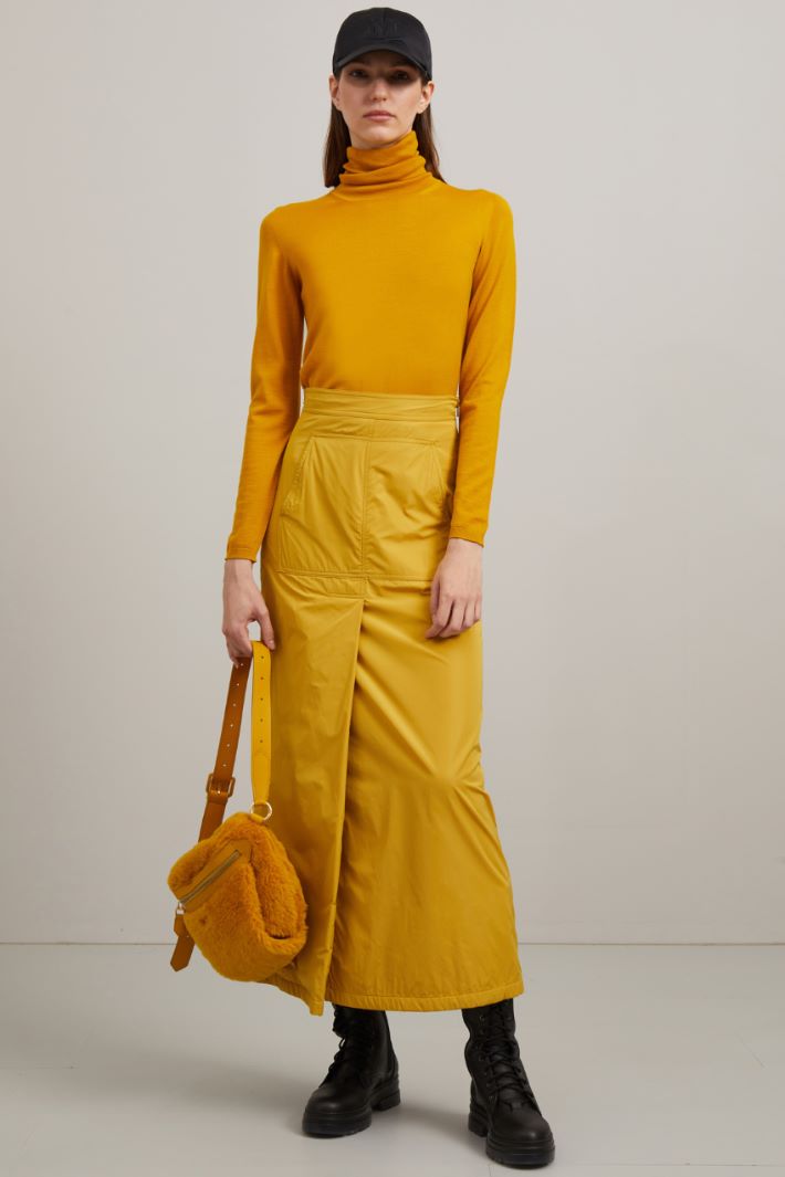 Gonna lunga in taffetà - GIALLO SENAPE - Fashion Market