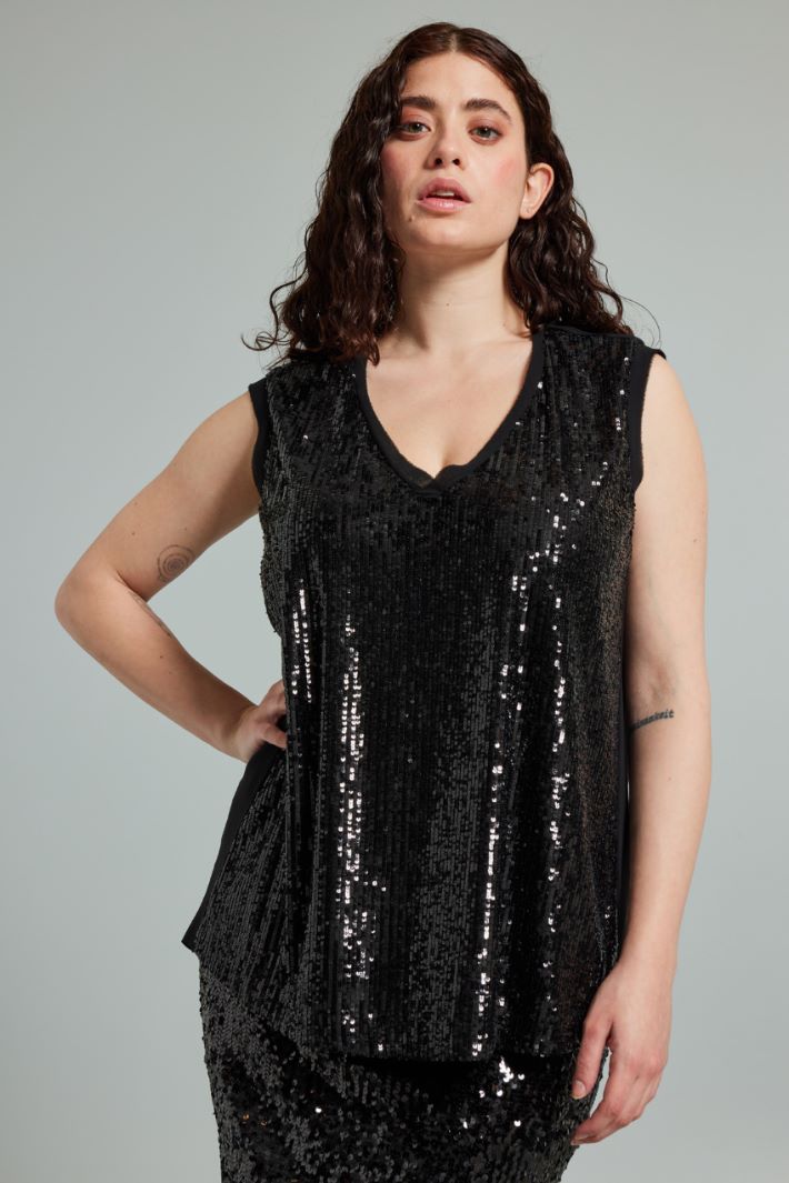 Top con paillettes - NERO - Fashion Market - 2