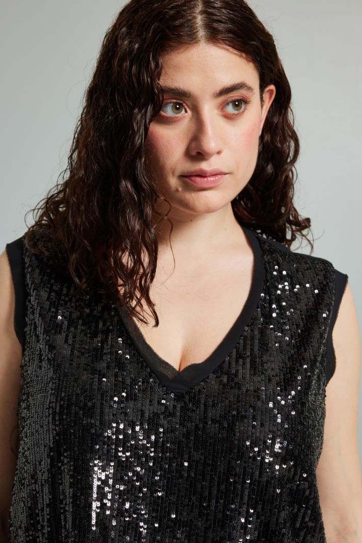 Top con paillettes - NERO - Fashion Market - 3