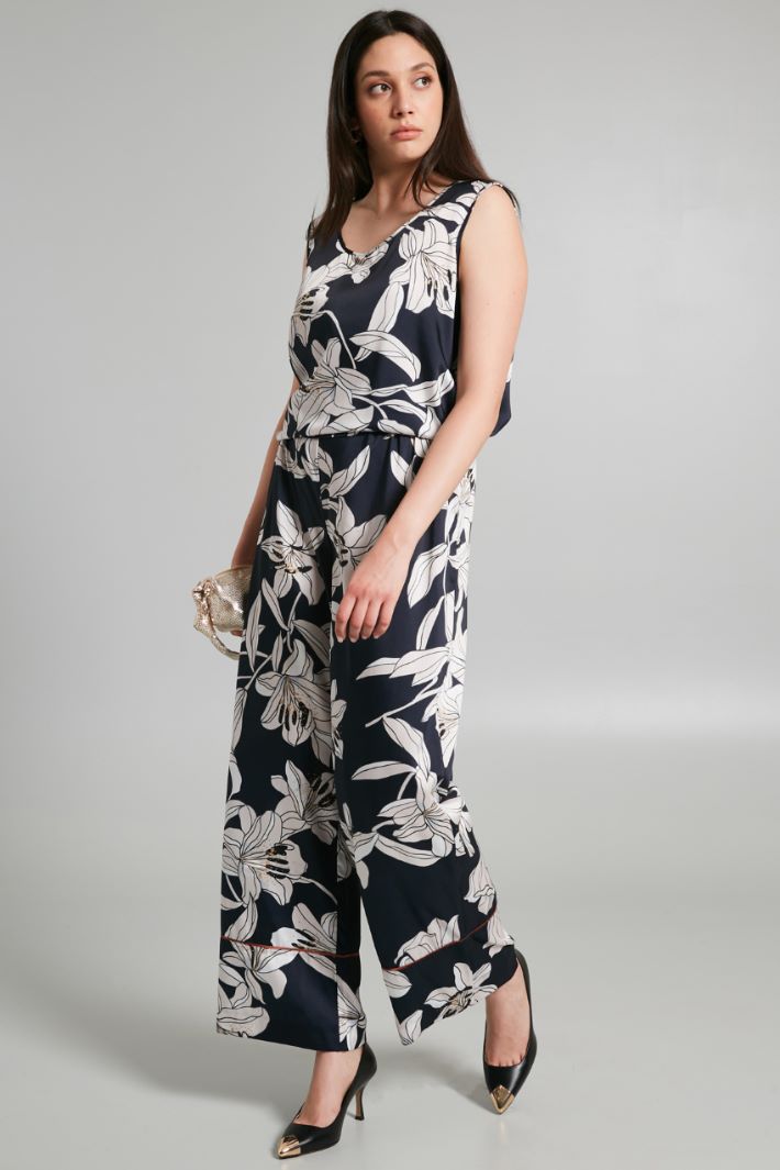 Top in twill stampato - BLU NOTTE AVORIO - Fashion Market