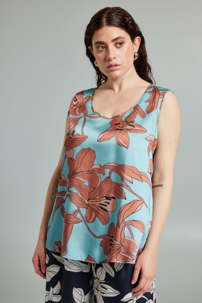 Top in twill stampato - ACQUA TERRACOTTA - Fashion Market - 2