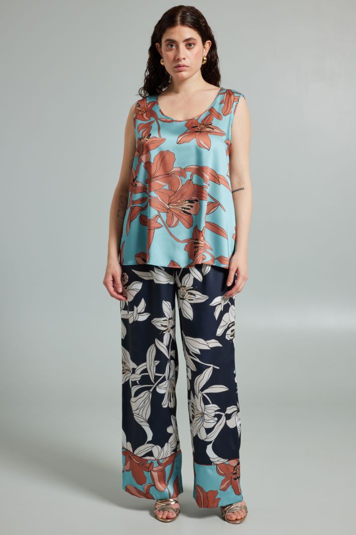 Top in twill stampato - ACQUA TERRACOTTA - Fashion Market